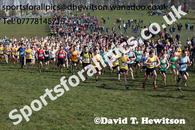Boys under-13s 2016 Inter Counties Cross Country Champs. and Cross Challenge Final, Cofton Park, Birmingham. Photo: David T. Hewitson/Sports for All Pics